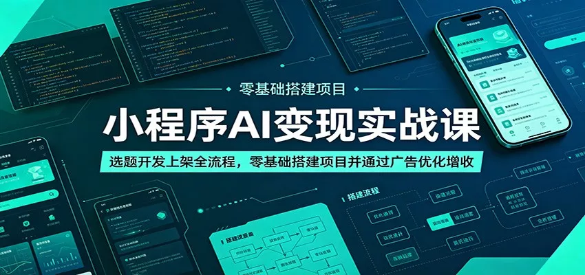 小程序AI变现实战课：选题开发上架全流程，零基础搭建项目并通过广告优化增收 - 来及网络