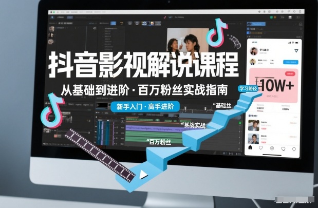 抖音百万粉丝影视解说课程，基础到进阶课，适合新手和进阶学习 - 来及网络