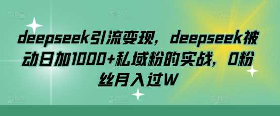 deepseek引流变现，deepseek被动日加1000+私域粉的实战，0粉丝月入过W - 来及网络