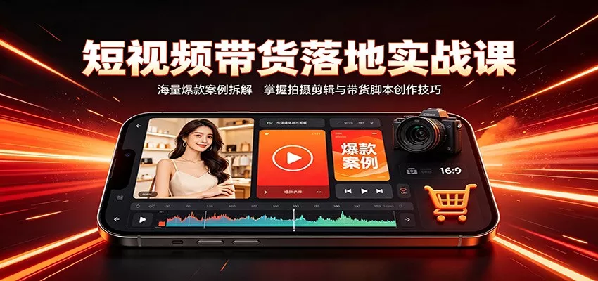短视频带货落地实战课：海量爆款案例拆解，掌握拍摄剪辑与带货脚本创作技巧 - 来及网络