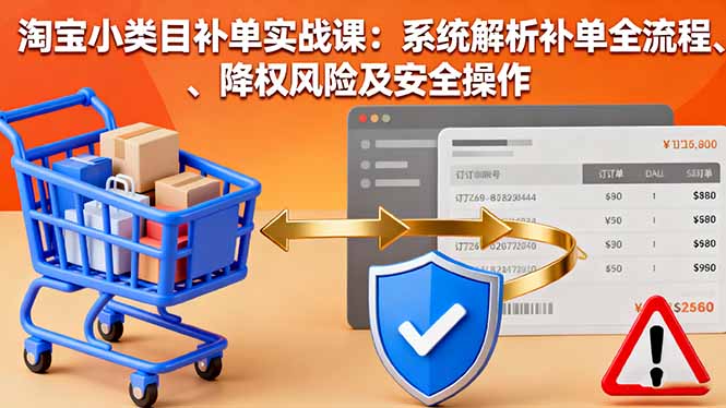 淘宝小类目补单实战课：系统解析补单全流程、降权风险及安全操作 - 来及网络