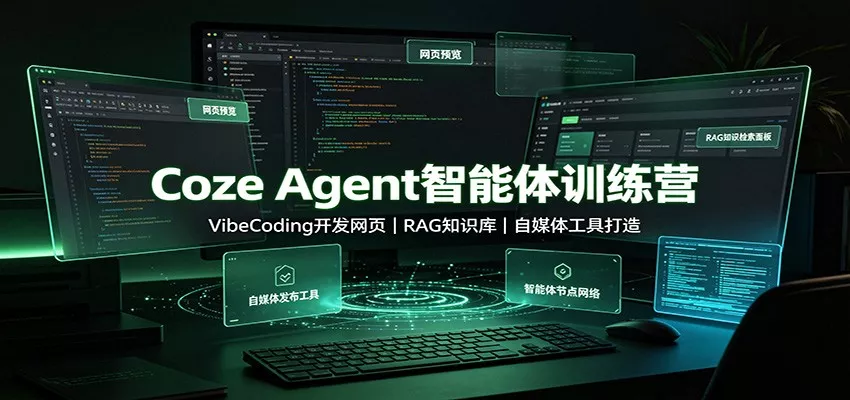 Coze Agent智能体训练营：VibeCoding开发网页，RAG知识库，自媒体工具打造 - 来及网络