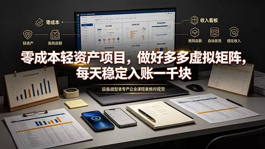 零成本轻资产项目，做好多多虚拟矩阵，每天稳定入账一千块 - 来及网络