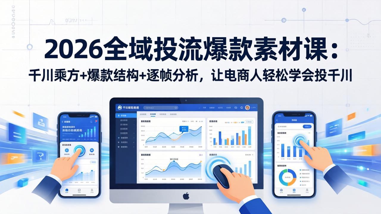 2026全域投流爆款素材课：千川乘方+爆款结构+逐帧分析，让电商人轻松学会投千川 - 来及网络
