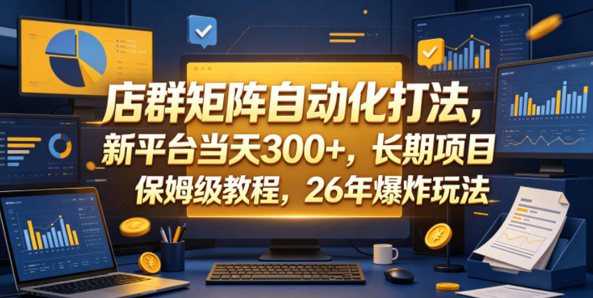 店群矩阵自动化打法，新平台当天300+，长期项目，保姆级教程，26年爆炸玩法【揭秘】 - 来及网络