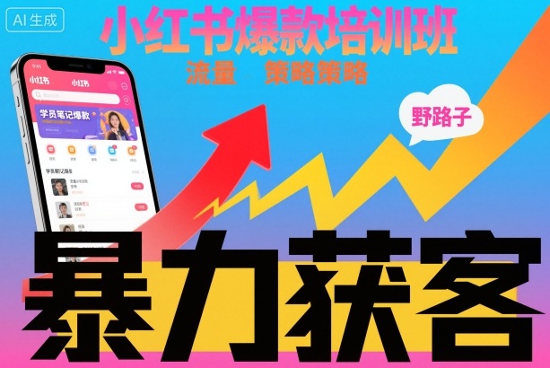 小红书爆款培训班，小红书获客野路子流量打法，暴力持续获客 - 来及网络