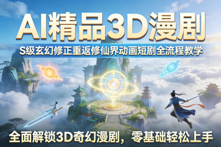AI精品3D漫剧S级玄幻修正重返修仙界动画短剧全流程教学，全面解锁3D奇幻漫剧，零基础轻松上手 - 来及网络