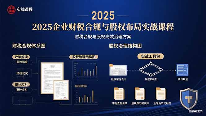 （15802期）2025企业财税合规与股权布局的实战课程：财税合规与股权高效治理方案 - 来及网络