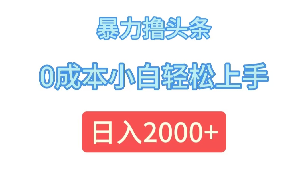 （12068期）暴力撸头条，0成本小白轻松上手，日入2000+ - 来及网络