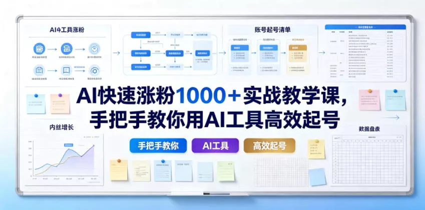 AI快速涨粉1000＋实战教学课，手把手教你用AI工具高效起号 - 来及网络