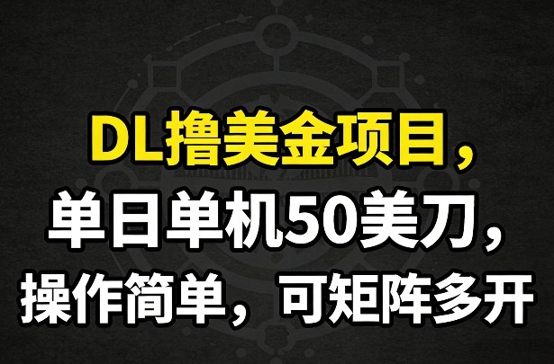 DL撸美金项目，单日单机50美刀，操作简单，可矩阵多开 - 来及网络