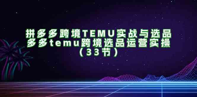 拼多多跨境TEMU实战与选品，多多temu跨境选品运营实操（33节） - 来及网络