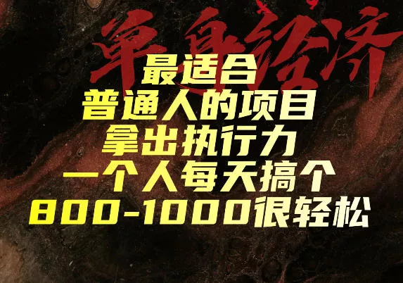 最适合普通人的项目，拿出执行力一个人每天搞个800-1k很轻松【揭秘】 - 来及网络