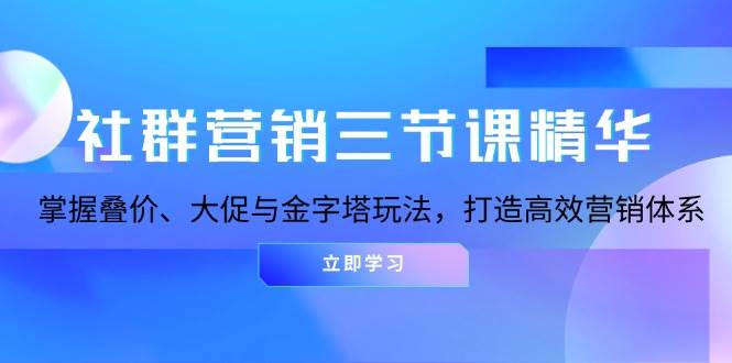 （13431期）社群营销三节课精华：掌握叠价、大促与金字塔玩法，打造高效营销体系 - 来及网络