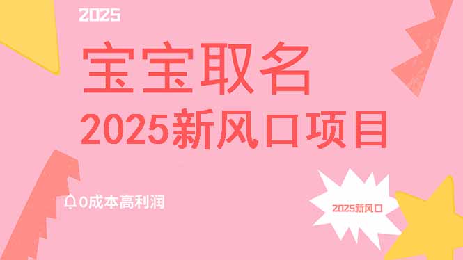 2025新风口项目宝宝取名，0成本高利润，附保姆级教程，月入过万不是梦 - 来及网络