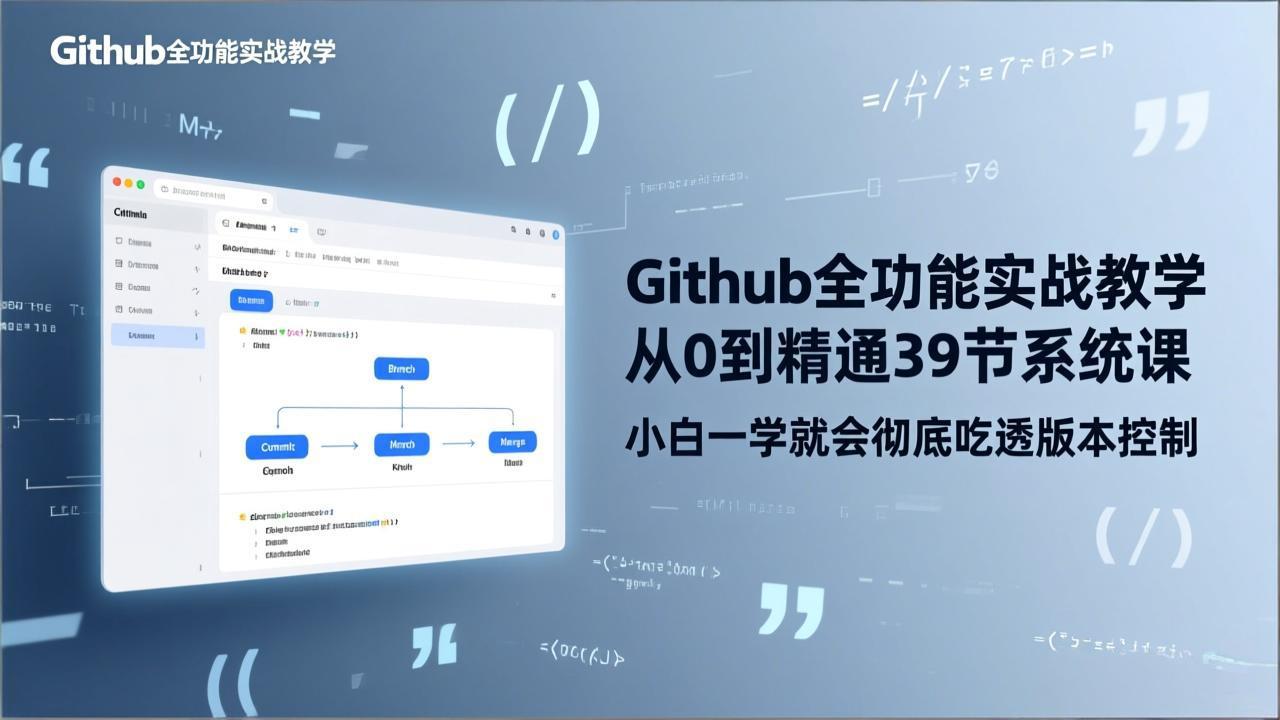 GitHub-全功能实战教学，从0到精通39节系统课，小白一学就会彻底吃透版本控制 - 来及网络