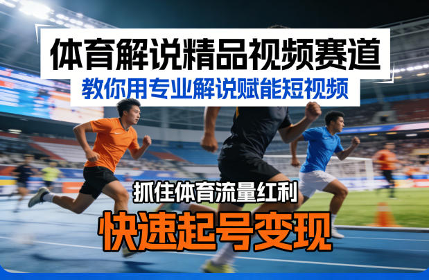 体育解说精品视频赛道，教你用专业解说赋能短视频，抓住体育流量红利，快速起号变现 - 来及网络