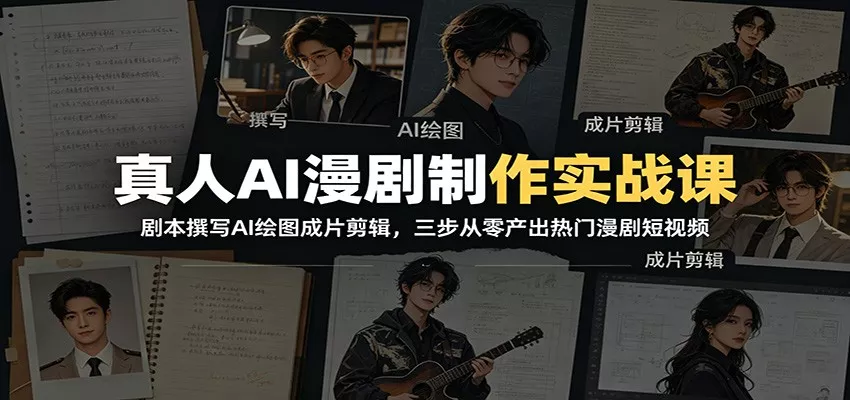 真人AI漫剧制作实战课：剧本撰写AI绘图成片剪辑，三步从零产出热门漫剧短视频 - 来及网络