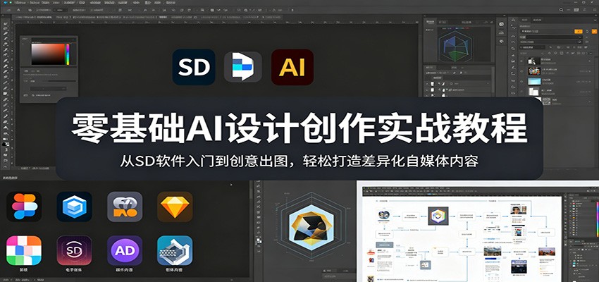 零基础AI设计创作实战教程：从SD软件入门到创意出图，轻松打造差异化自媒体内容 - 来及网络