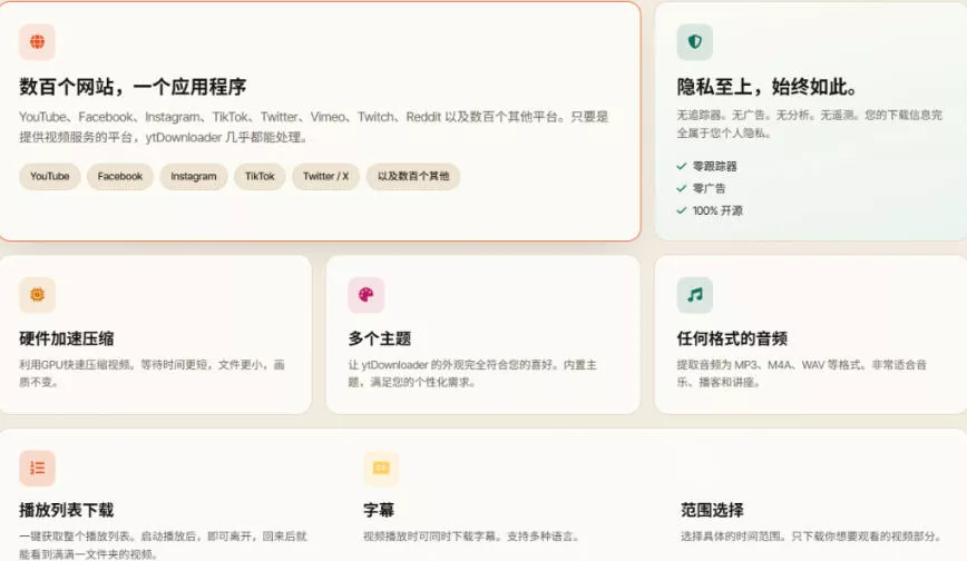 YouTube、B站超100+平台视频免费下载，超级好用，多平台免费开源热门视频下载器ytDownloader