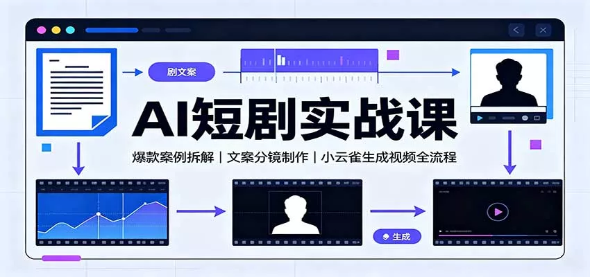 AI短剧实战课：爆款案例拆解，文案分镜制作，小云雀生成视频全流程 - 来及网络