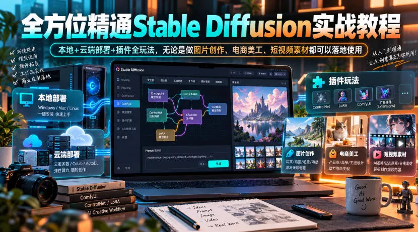 全方位精通Stable Diffusion实战教程｜本地+云端部署+插件全玩法，无论是做图片创作、电商美工、短视频素材都可以落地使用 - 来及网络