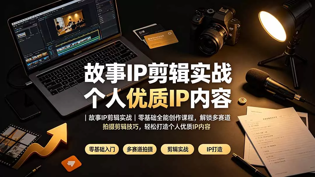 故事IP剪辑实战｜零基础全能创作课程，解锁多赛道拍摄剪辑技巧，轻松打造个人优质IP内容 - 来及网络