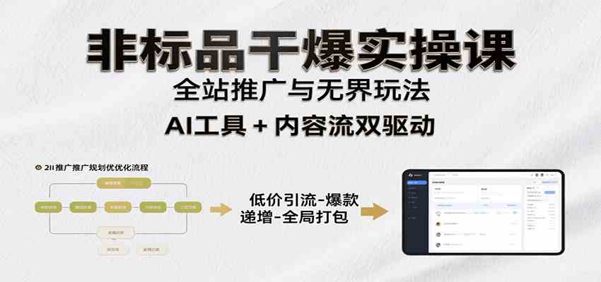 非标品干爆实操课：含多案例及操盘方法，从选品到推广、成交，助力打造爆款实现盈利 - 来及网络