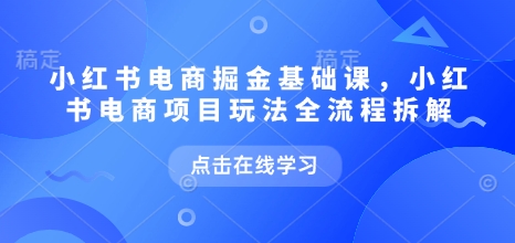 小红书电商掘金课，小红书电商项目玩法全流程拆解（更新7月） - 来及网络
