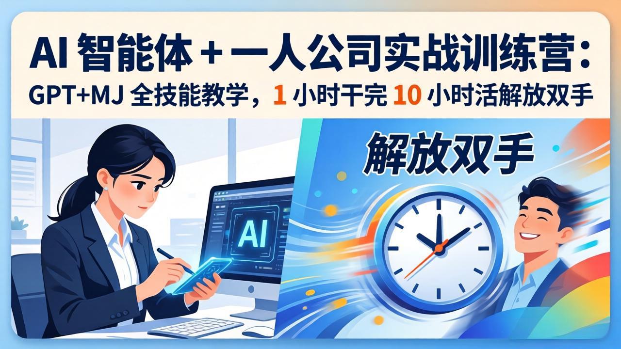 AI 智能体 + 一人公司实战训练营：GPT+MJ 全技能教学，1 小时干完 10 小时活解放双手 - 来及网络
