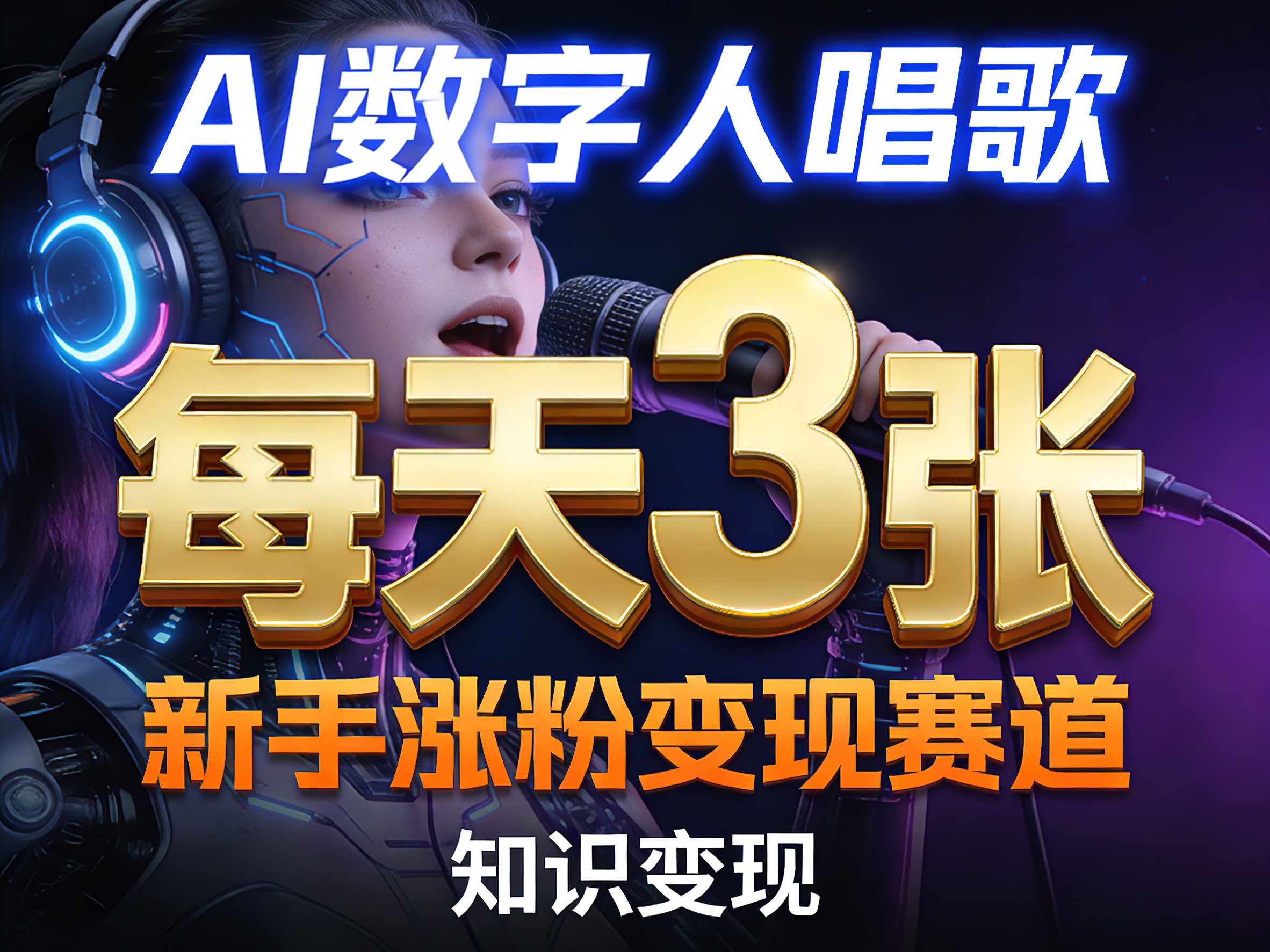 AI数字人唱歌，新手涨粉变现赛道，每天3张和知识付费，副业必备 - 来及网络