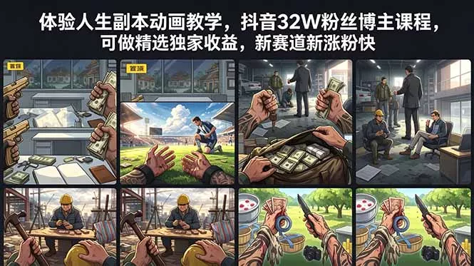 体验人生副本动画教学， 抖音32W粉丝博主课程，可做精选独家收益，新赛道新涨粉快 - 来及网络