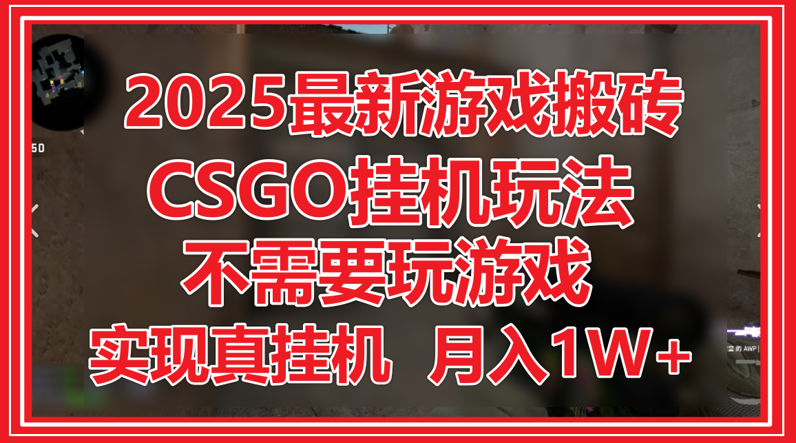2025最新游戏搬砖，CSGO挂机，不需要玩游戏，实现真挂机，月入1W+ - 来及网络