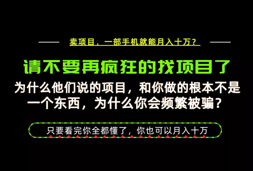 为什么做项目的人大多都是炮灰？为什么只有卖项目才能稳？看完你也可以月入10W+【揭秘】 - 来及网络