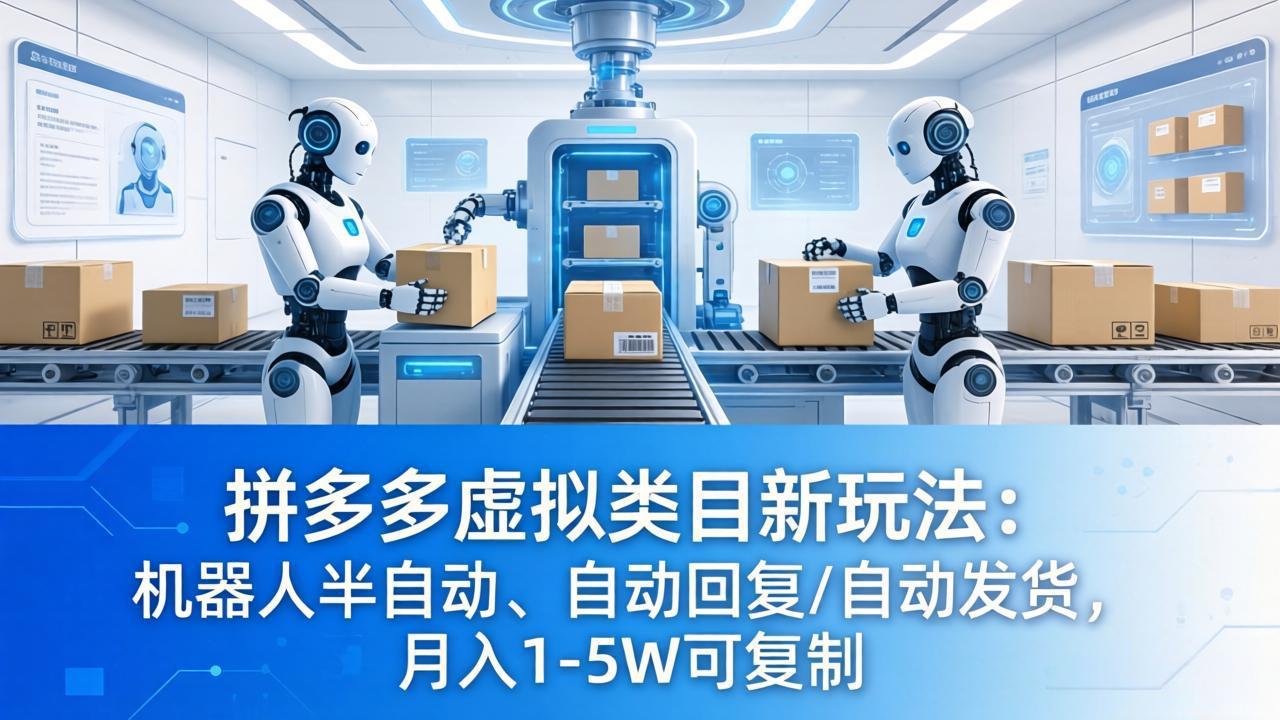 拼多多虚拟类目新玩法：机器人半自动、自动回复 /自动发货，月入 1-5W 可复制 - 来及网络