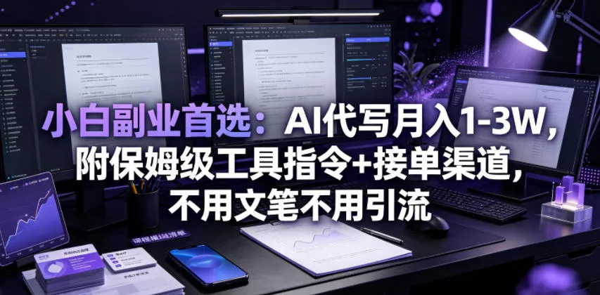 小白副业首选：AI代写月入1-3W，附保姆级工具指令+接单渠道，不用文笔不用引流【揭秘】 - 来及网络