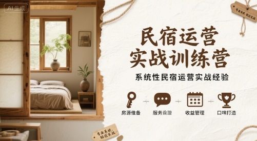 民宿运营实战训练营，系统性民宿运营实战经验 - 来及网络