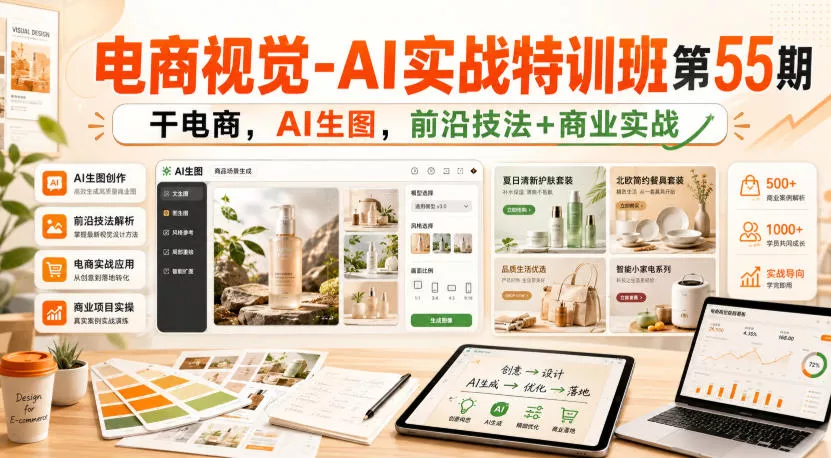 电商视觉-AI实战特训班第55期，干电商，AI生图，前沿技法+商业实战 - 来及网络