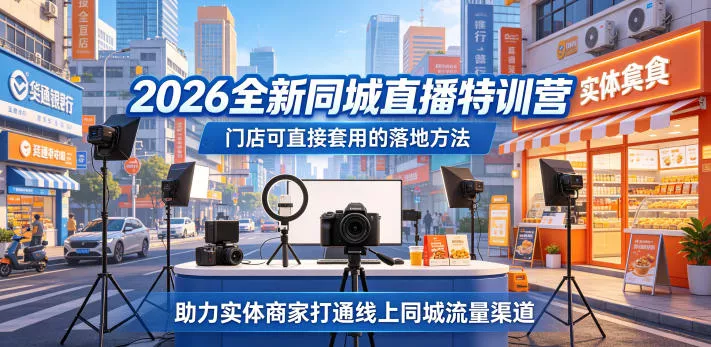 2026全新同城直播特训营，门店可直接套用的落地方法，助力实体商家打通线上同城流量渠道 - 来及网络