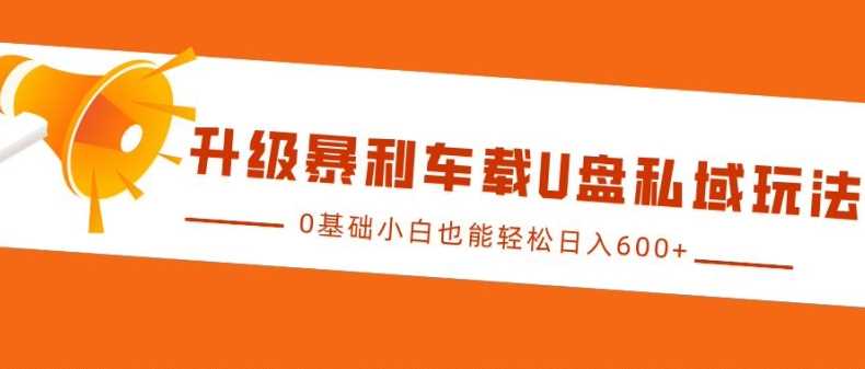 升级暴利车载U盘私域玩法，0基础小白也能轻松日入多张【揭秘】 - 来及网络
