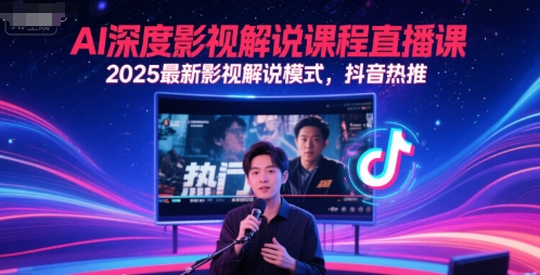 AI深度影视解说课程直播课，2025最新影视解说模式，抖音热推 - 来及网络