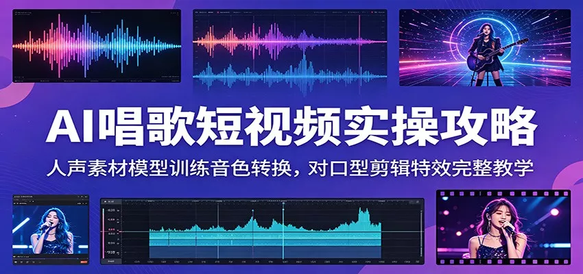 AI唱歌短视频实操攻略：人声素材模型训练音色转换，对口型剪辑特效完整教学 - 来及网络