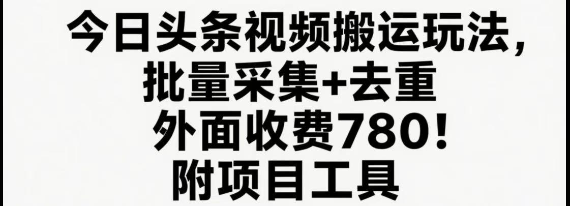 今日头条视频搬运玩法，软件一键去重，轻松日入500+附项目工具 - 来及网络