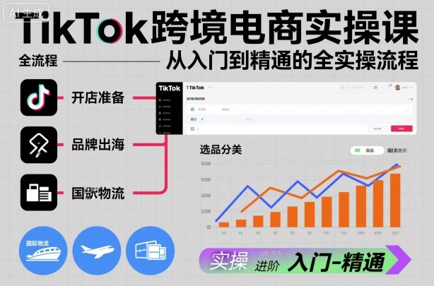TikTok跨境电商实操课，从入门到精通的全实操流程 - 来及网络